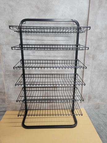 NEW SIZE CS6SHELFBK-C 6 Shelf Display Stand Black Frame and Shelves 30 Inches Wide